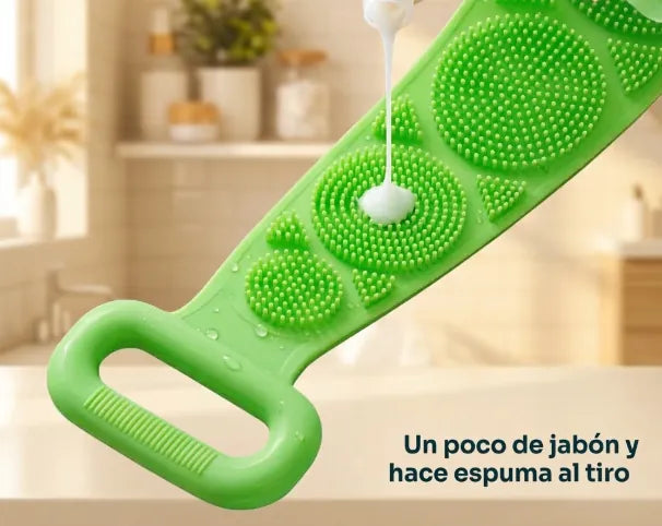 Jabón líquido cayendo sobre las cerdas de la banda de silicona