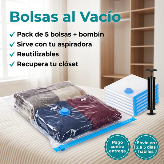 Pack de 5 bolsas al vacío con bombín: beneficios