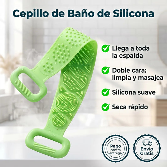 Cepillo de Baño de Silicona: llega a toda la espalda, doble cara, silicona suave