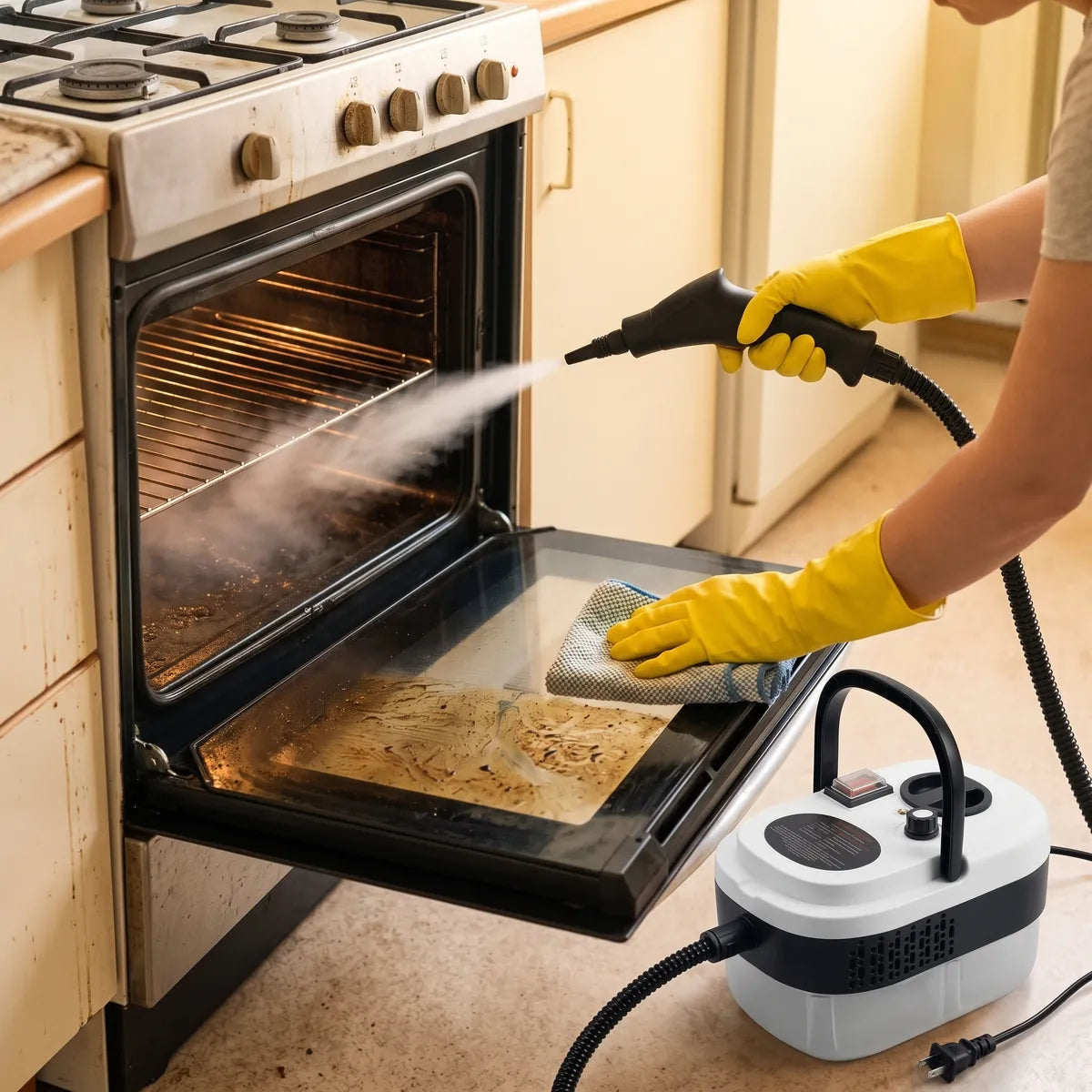 Limpiando el horno con vapor