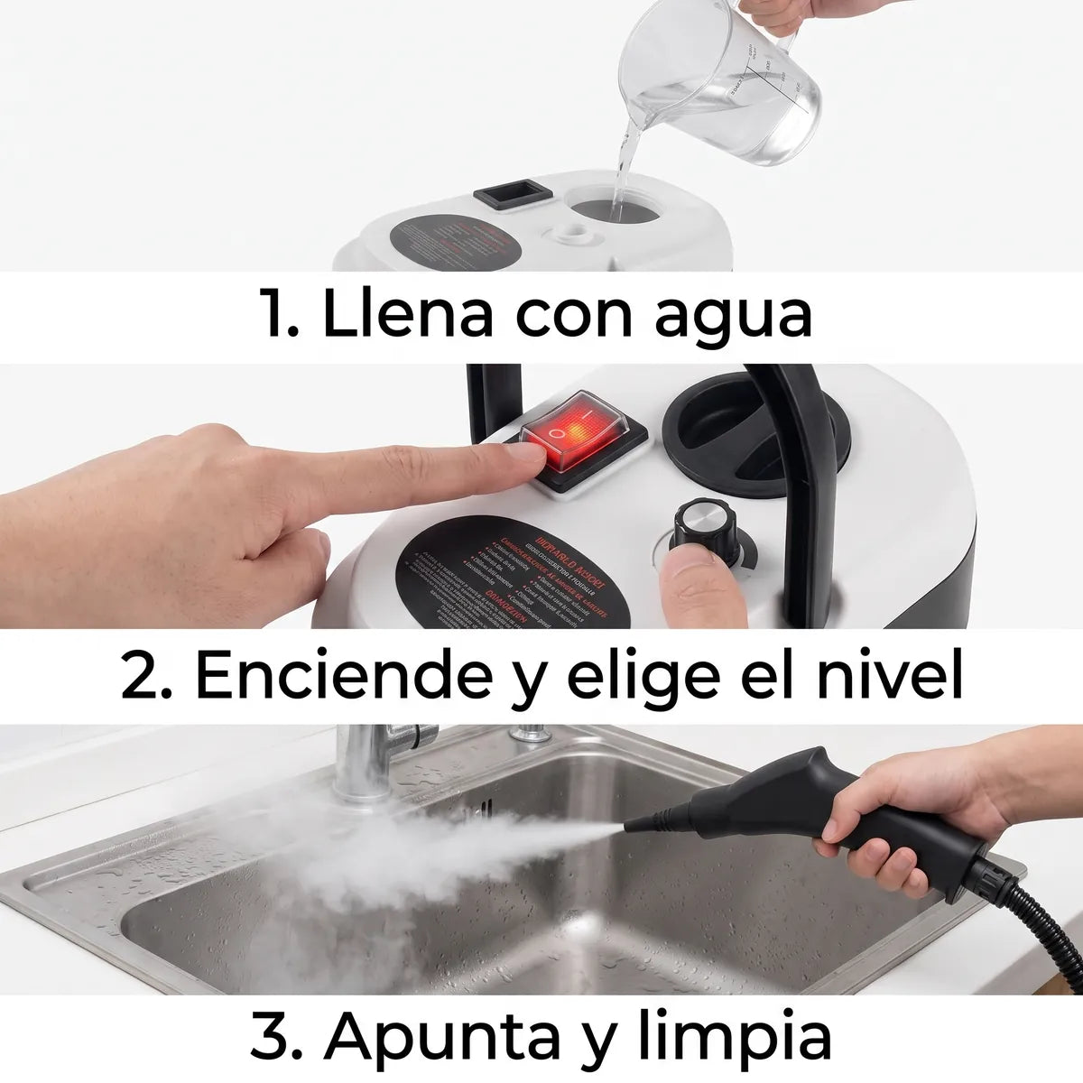 Cómo usar el limpiador a vapor en 3 pasos
